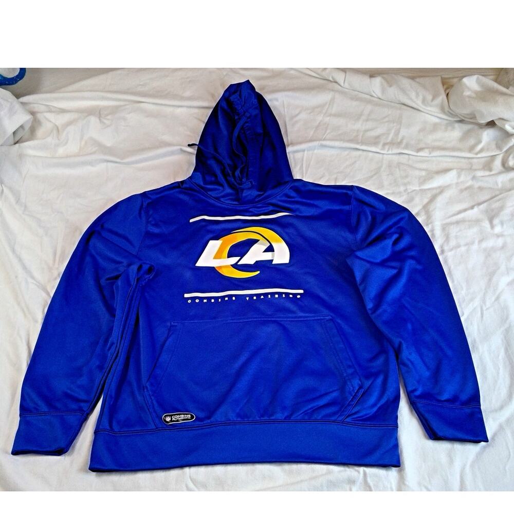 New Era NFL Team Apparel LA Rams Combine Training Blue Pullover Hoodie Medium